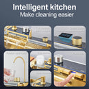 Brushed Gold Waterfall Sink Kitchen Intelligent Digital Display Temperature Control Large Single Slot pull Out Faucet Pure Water
