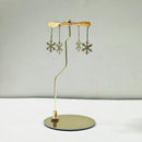 Stainless Steel Gold Round Disc Candlestick Christmas Gift Aromatherapy Running Horse Light Romantic Rotating Candle Holder