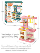 Play Kitchen Accessories, Kitchen Playset Toys for Kids Foods Pots Pans Milk Bread Fork for 3+ Boys and Girls