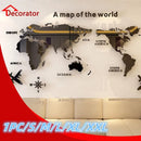 Nordic World Map Acrylic 3D Wall Decal Office Study, Living Room, Sofa, Background Wall Decoration