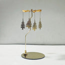 Stainless Steel Gold Round Disc Candlestick Christmas Gift Aromatherapy Running Horse Light Romantic Rotating Candle Holder