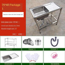 Commercial Kitchen Sinks with Platform Floor-standing Stainless Steel Single-slot Vegetable Basin Home Washing Sink with Bracket