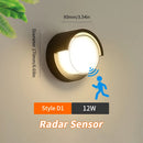 LED Wall Lamp Lighting Radar Motion Sensor AC85-265V 6/12W Warm White Cold White Suitable For Indoor Outdoor Home Decoration