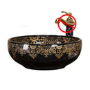 European Ceramic Wash Basin American Art Bathroom Sinks Retro Home Round Single Basin Balcony Toilet Creative Hand Painted Basin