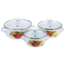 3pcs Kitchen Stockpot Delicate Enamel Cooking Pot Stock Pot Noodle Cooking Pot enamel pots small pot enamel pans for cooking