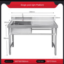 Commercial Kitchen Sinks with Platform Floor-standing Stainless Steel Single-slot Vegetable Basin Home Washing Sink with Bracket