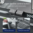 Hownifety Waterfall Sink Kitchen Stainless Steel Topmount Sink Large Single Slot Wash Basin With Multifunction Waterfall Faucet