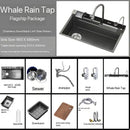 304 Stainless Steel Kitchen Waterfall Sink Digital Display Large Single Sink Dish Basin Sink With Multifunction Touch Waterfall