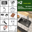 Waterfall Sink Stainless Steel Kitchen Sink Embossed Large Single Slot Ambient light Digital Display Faucet Set Soap Dispenser