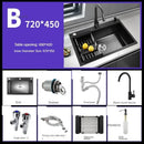Nordic Metal Kitchen Sinks for Balcony Sink Black Thickened Nano Simple Design Household Kitchen Sink for Kitchen and Restaurant