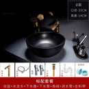 European Retro Bathroom Sinks Ceramic Home Bathroom Washbasins Countertop Basin Small Size Washing Sink Round Single Wash Basin