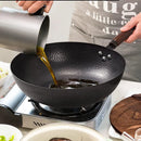 32cm Carbon Steel Wok Woks & Stir Fry Pans Wok Pan with Lid No Chemical Coated Flat Bottom Wok for Electric Induction Gas Stoves