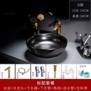 European Retro Bathroom Sinks Ceramic Home Bathroom Washbasins Countertop Basin Small Size Washing Sink Round Single Wash Basin