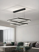 Living room lamp dining bedroom chandelier Nordic modern minimalist 2022 new light luxury square chandelier LED lamp suspendu